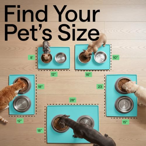 Waterproof Dog Food Mat (Turquoise / 28" x 18")
