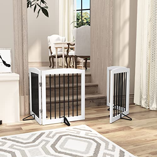 Freestanding Pet Gate for Dogs (24" Height-2 Panel / White & Black)