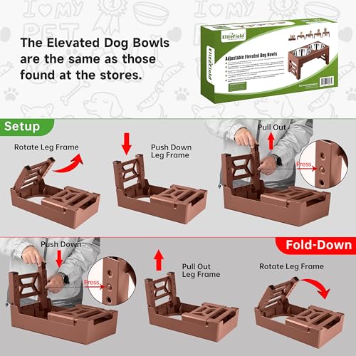 Elevated Dog Bowls (2 Stainless Steel Bowls / Brown)