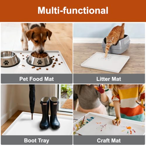 22" x 19" Extra Thick Silicone Mat Waterproof with Raised Edge (White / 22"L x 19"W)