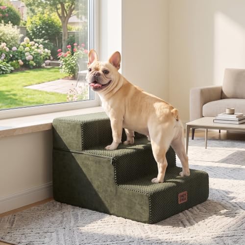 Dog Stairs 13.5" H (Military Green / Extra Wide 16.5" x 21" x 13.5")