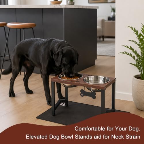 Elevated Dog Bowls (Brown-58oz x 2 / Height: 11.8")