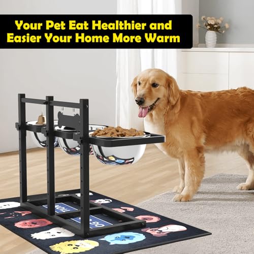 Elevated Dog Bowl Stand for Medium (Black & Blue & Red / Large Dogs)