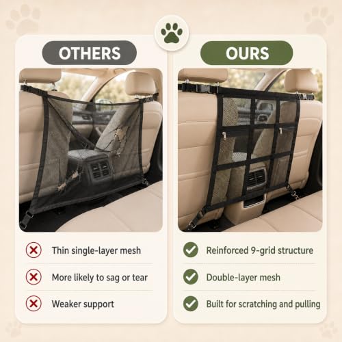Dog Car Net Barrier with Zipper Pocket (Bottom hook 27.5*23.6in)