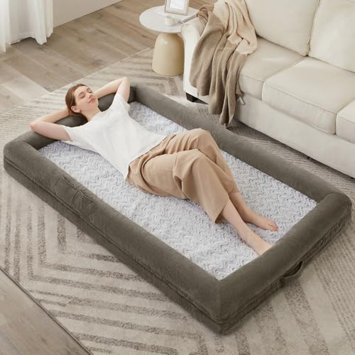 Human Dog Bed Orthopedic for Adult & Dogs Comfy Sleeping (Dark Green / Human (71x46x7.5in))