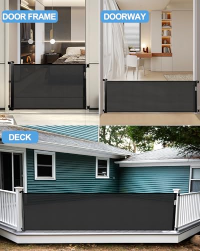 Retractable Baby Gate for Stairs (Black / 33x118 Inch)
