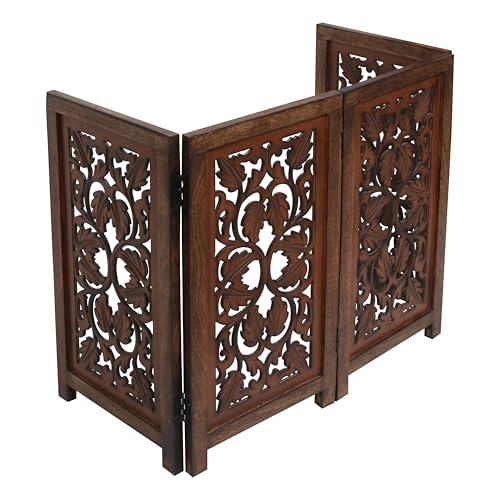 Free Standing Dog Gate (Burnt / 56"x28" Leaf 4 Panels)