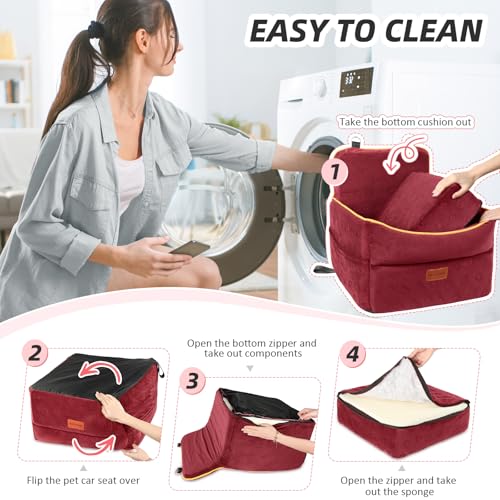 Dog Car Seat for Small Medium Dogs (Red)