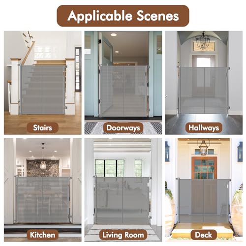 Reinforced 48" Extra Tall Dog Gate with Support Rods (Gray / Reinforced 48" Tall x 55" Wide)