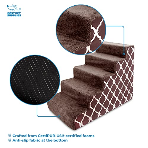 Dog Stairs & Steps (Brown Lattice Print / H: 22.5 Inches)