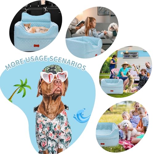 Dog Car Seat for Small Dogs Up to 25 lbs with 6 (Light Blue)
