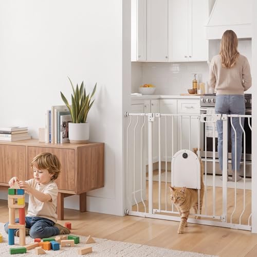 Baby Gate for Stairs (White / 29.5-43" Wide x 30" Tall)