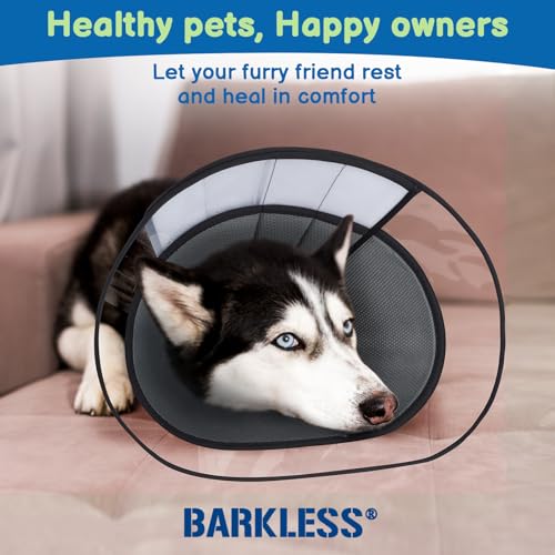Transparent Dog Cone to Stop Licking Wounds (Dark Grey / XXL (Neck: 17.75-20"))