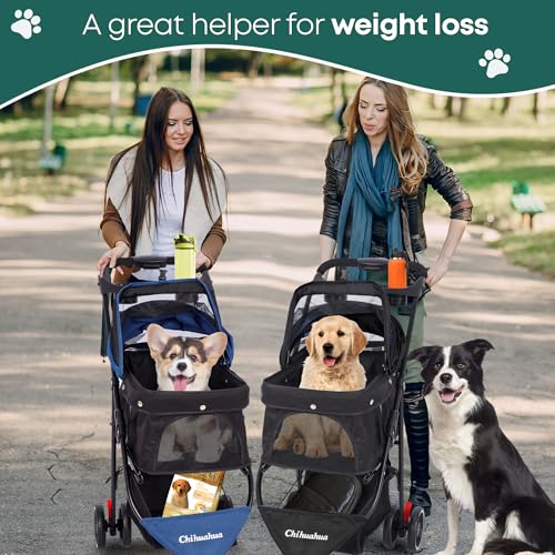 Pet Stroller Dog Stroller for Small Medium Dogs Cats (Dark Gray)