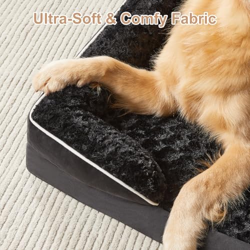 Orthopedic Washable XXL Dog Bed for Senior Dog Cozy Sleep (54.0"l X 36.0"w X 7.0"th / Light Black)