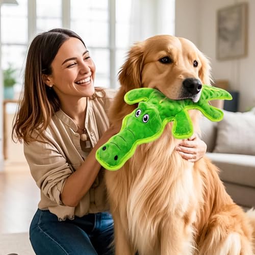 No Stuffing Dog Squeak Toys (Green)