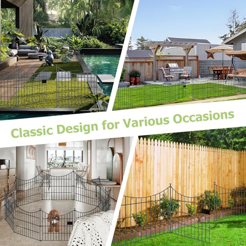 10‑Panel No‑Dig Garden Fence with Gate (10pc 20 ft(L) X 24 in(H) with Gate-Concave)