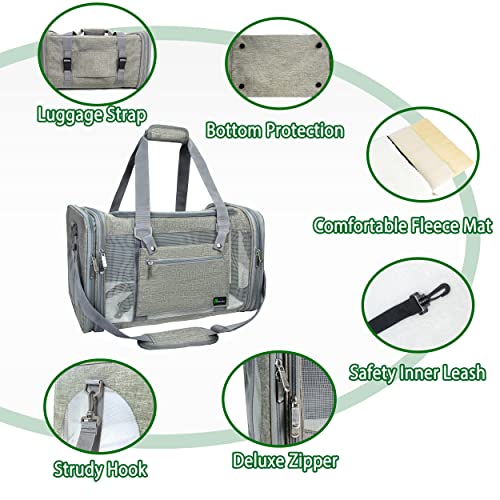 Soft Sided Pet Carrier for Cats Small Dogs of 15 Lbs Medium Grey (19.3"L x 11.3"W x 11.3"H / New-Grey)