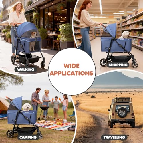 Dog Stroller for Large & Medium Dogs (Blue)
