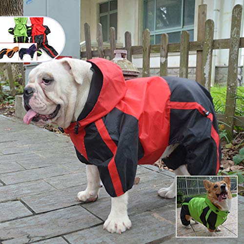 Welsh Corgi Dog Hooded Raincoat (D-L (for Corgi) / Red)