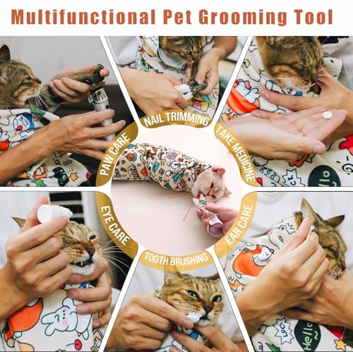 27.6‘’ Cat Grooming Wrap for Cutting Nails (L-27.6'' / Doodle)
