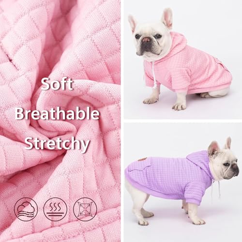 1 Pack Dog Hoodie Sweaters for Small Medium Dogs Warm Dog Clothes for Large Dogs Soft Waffle (Pink / S/M (Back: 13",Chest: 18.5", 18-26 bs))