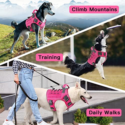 Pink Tactical Dog Harness for Small Dogs (Pink / Small: 15-30 lbs (Chest:20-26",Neck:15-18"))
