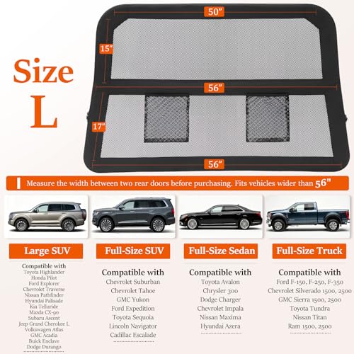 Heavy Duty Dog Car Barrier with Sturdy Metal Frame (Large)