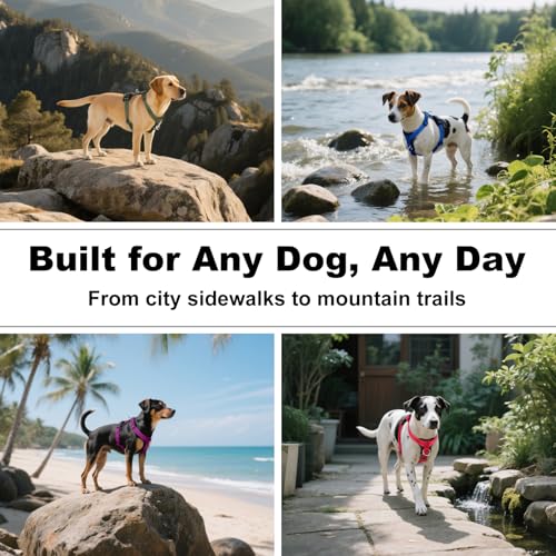 No Pull Dog Harness with Leather Accents (L / Ranger Green)