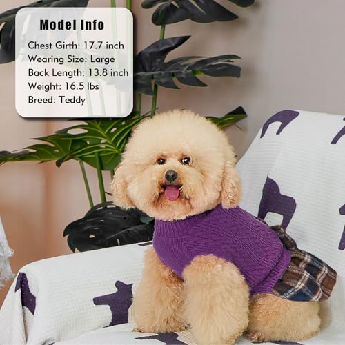Dog Sweater Dress for Small Dogs Turtleneck Thick Knit Pullover (X-Small (2-4lbs) / 07# purple)
