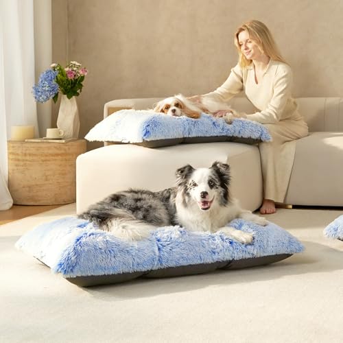 Fluffy Dog Crate Bed (Blue / 41 x 27.5)