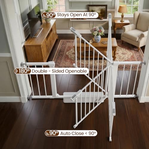 36" Extra Tall Baby Gate for Stairs (White / 29.7-48"W x 36"H)