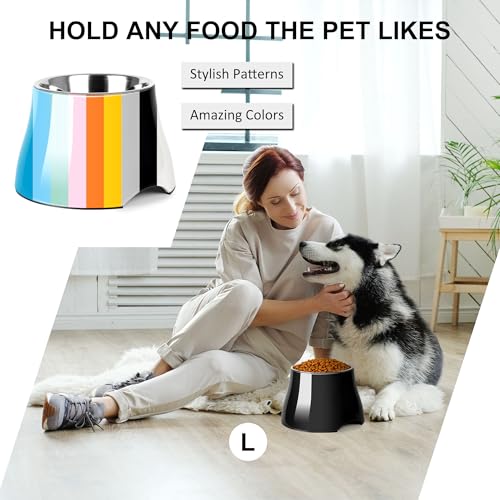 Dog Bowls Cone Friendly Non Slip Single Dog Bowl with Stainless Steel Inner (Large(3 Cups) / Black)