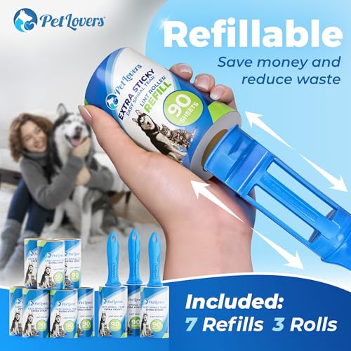 Extra Sticky Lint Roller Mega Value Set 900 Sheets for Pet Hair Removal and Clothes