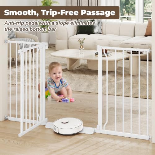 29" 55" Wide Baby Gate for Stairs & Doorways (White / 29-55"Wide, 30"Tall)