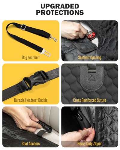 Dog Seat Cover for Back Seat (Black / L - For Cars/ Mid-Size SUV/ Small Truck)