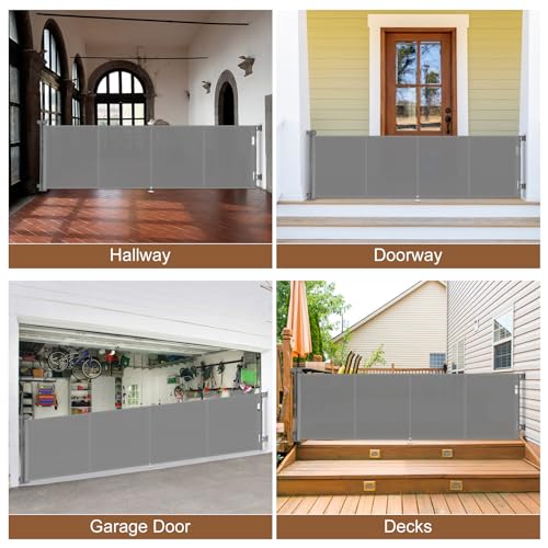 200 inch Reinforced Retractable Baby Gates 37 inch Tall (Gray / 37" Tall x 200" Wide)