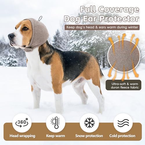 Upgraded Dog Ear Muffs No Shake Ear Wrap for Hematoma with SoundProof Pads (Khaki / Small(Head Circle:10"-15"))
