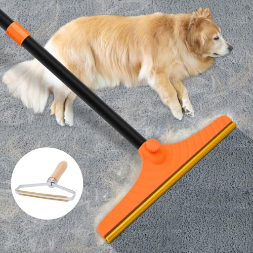 Carpet Rake for Pet Hair Removal Tool (60‘’ / Orange)