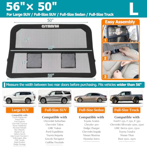 Dog Barrier for Car Back Seat & Cargo Area with Wider Coverage (Large-for Large SUV/Full-Size SUV, Sedan & Truck)