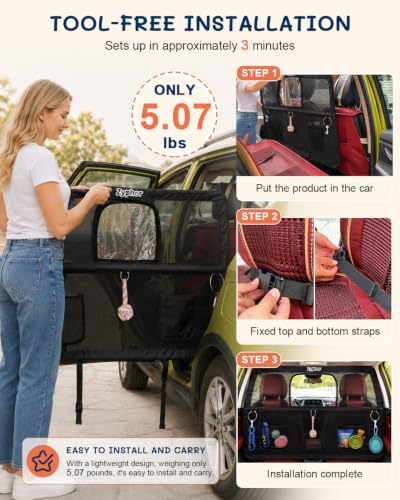 50 Inch Wide Dog Car Barrier for 2nd 3rd Row Seats & Cargo Area (Medium(50"*32"))