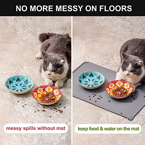 Boho 5 Ceramic Cat Bowls with Silicone Mat (ASCOLOR)