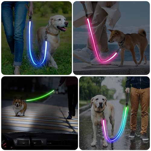 4 Ft Multi Color Light up Dog Leash (4 FT (Gray))
