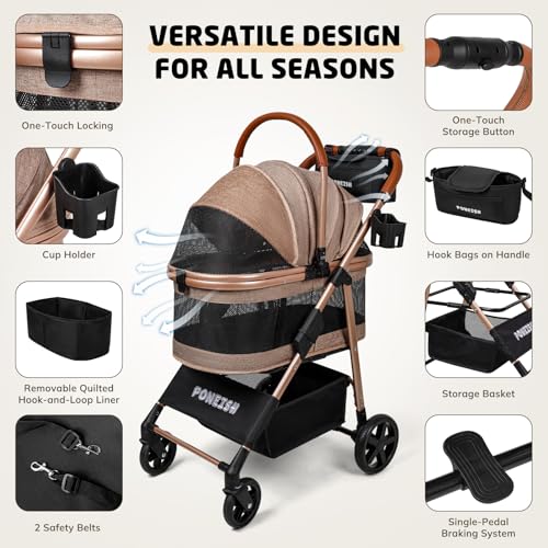 Pet Stroller for Small (Khaki)