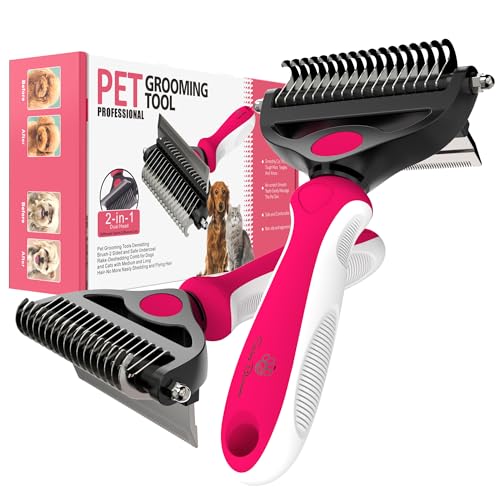 2 in 1 Professional Grooming Rake for Cats & Dogs (Rose)