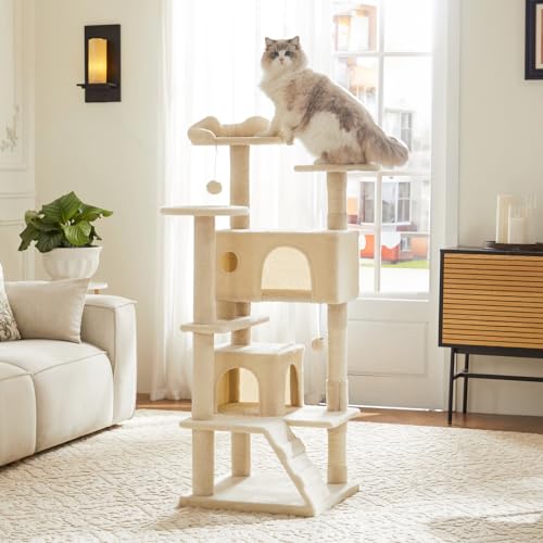 54 Inch Cat Tree Tower (Beige / 54 IN)