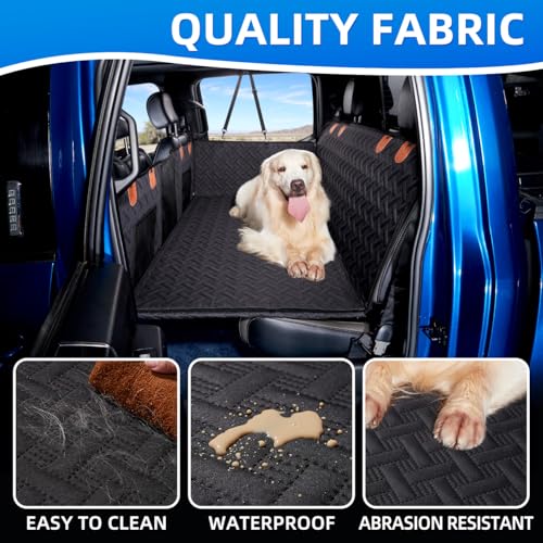 Dog Car Seat Cover for Back Seat (Black with Removable Surface / XL-for Full Size Truck)