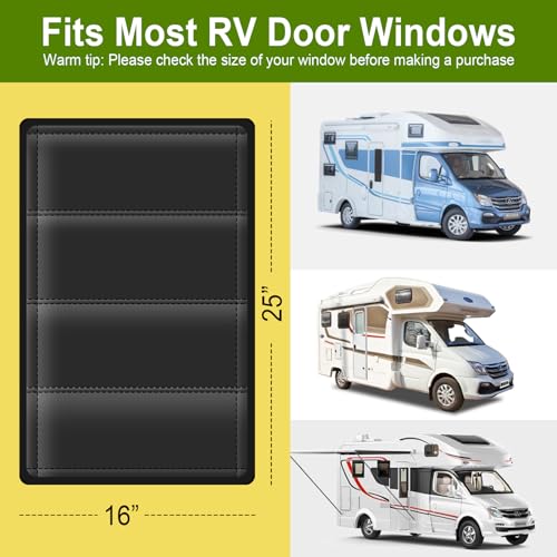 RV Door Window Shade Cover (Black / 1 Pack (25"L x 16"W))