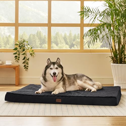 XXL Dog Bed Giant Pet Bed with Washable Cover (53"L x 36"W x 4"Th / Black)
