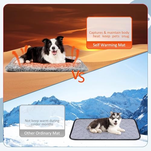 6 Pack Self Warming Pet Cat Dogs Pad 19 x 28 Inch (19 x 28 Inch / Grey+Beige)